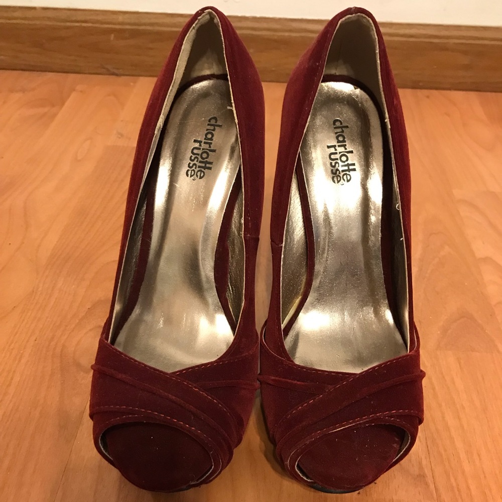 Red Velvet Open Toed Heels